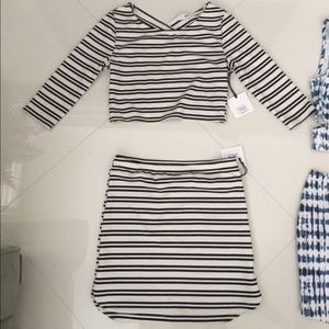 Stripe crop top with X open back and skirt